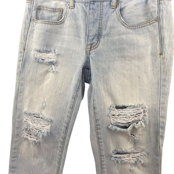 American Eagle Jeans Womens Size 4 Boy Crop Blue Light Wash Button Fly25" Inseam - Picture 7 of 16